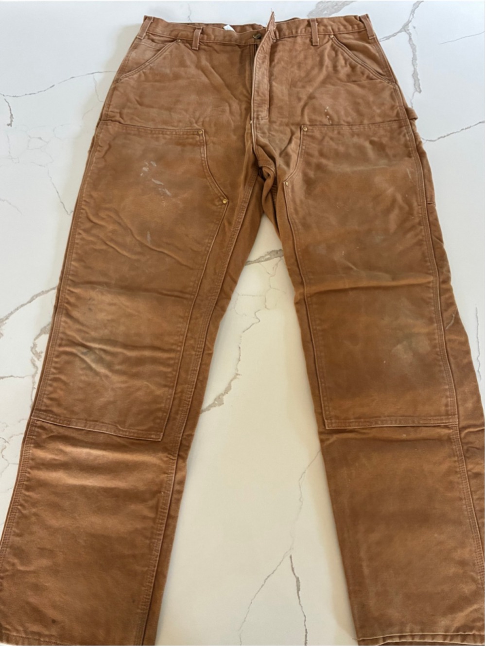 Vintage Carhartt Brown Double Knee flannel carpenter Pants distressed(40x34)